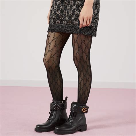 gucci collant ha effet use noir|GG knit tights in black and silver .